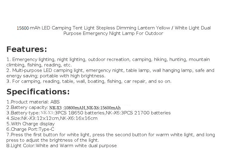 Cheap Goat Tents 15600mah Camping Lantern Portable Emergency Light Dimmable Magnetic Tent Bulb 2000lm Powerful Outdoor Waterproof Work Flashlight