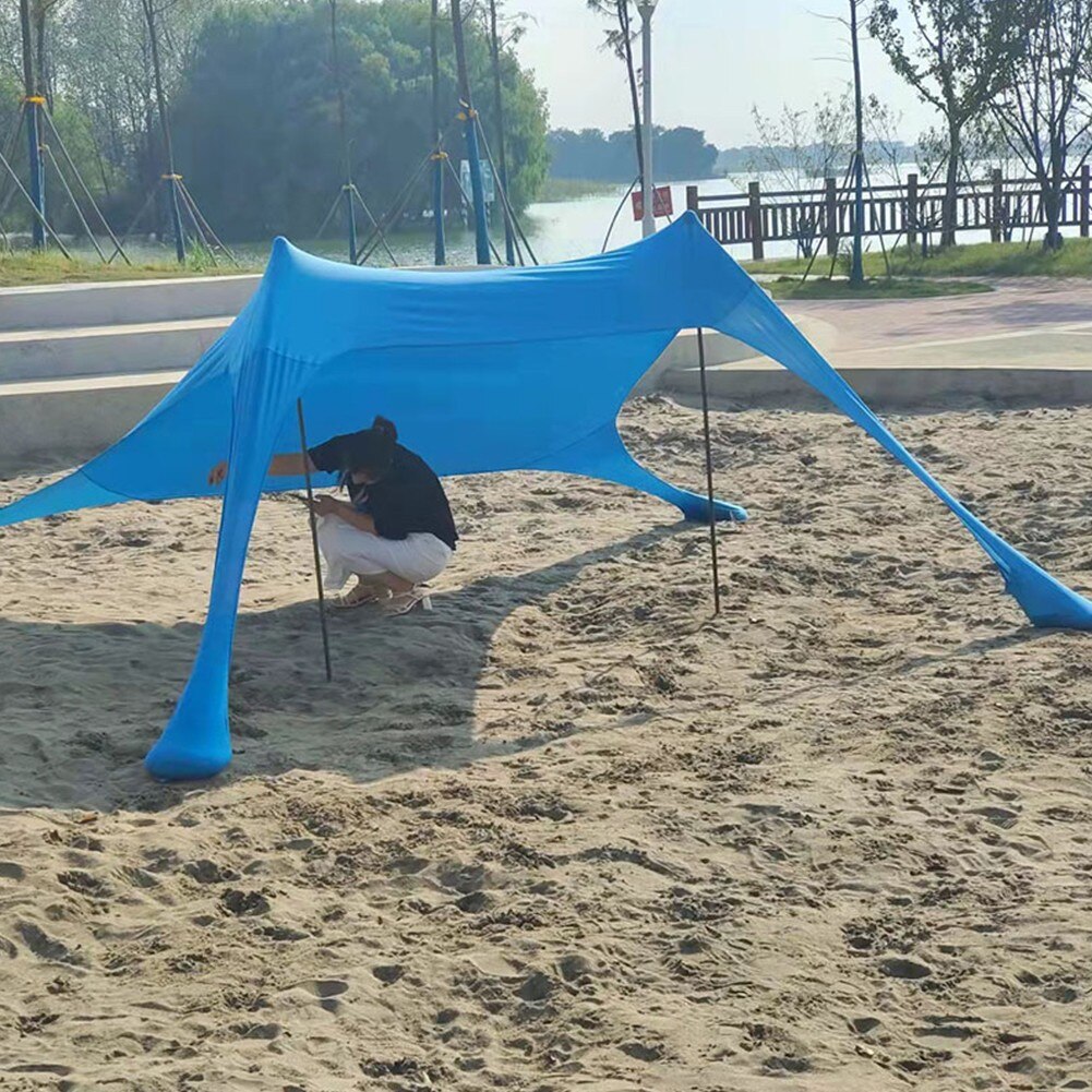 Cheap Goat Tents 210x170x150cm Family Portable Awning Waterproof Tarp Tent Shade Outdoor Camping Canopy Windproof Tent Tourist Beach Sun Shelter