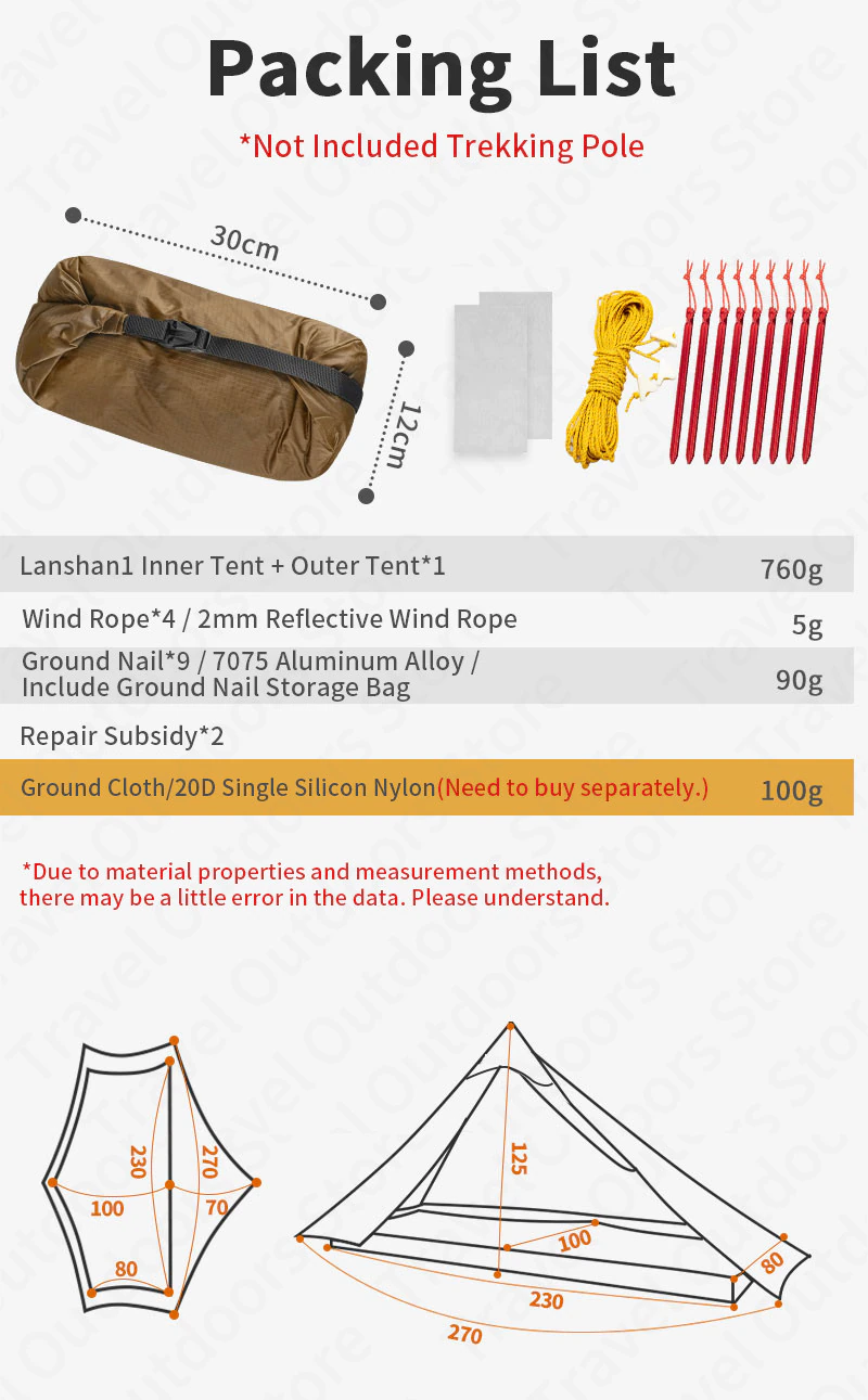Cheap Goat Tents 3f Ul Gear Lanshan1 2 Ultralight Camping Tent Outdoor 15d Nylon Silicone 1