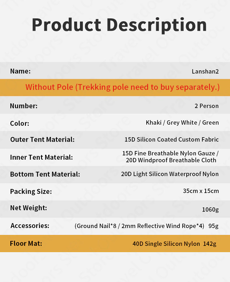 Cheap Goat Tents 3f Ul Gear Lanshan1 2 Ultralight Camping Tent Outdoor 15d Nylon Silicone 1