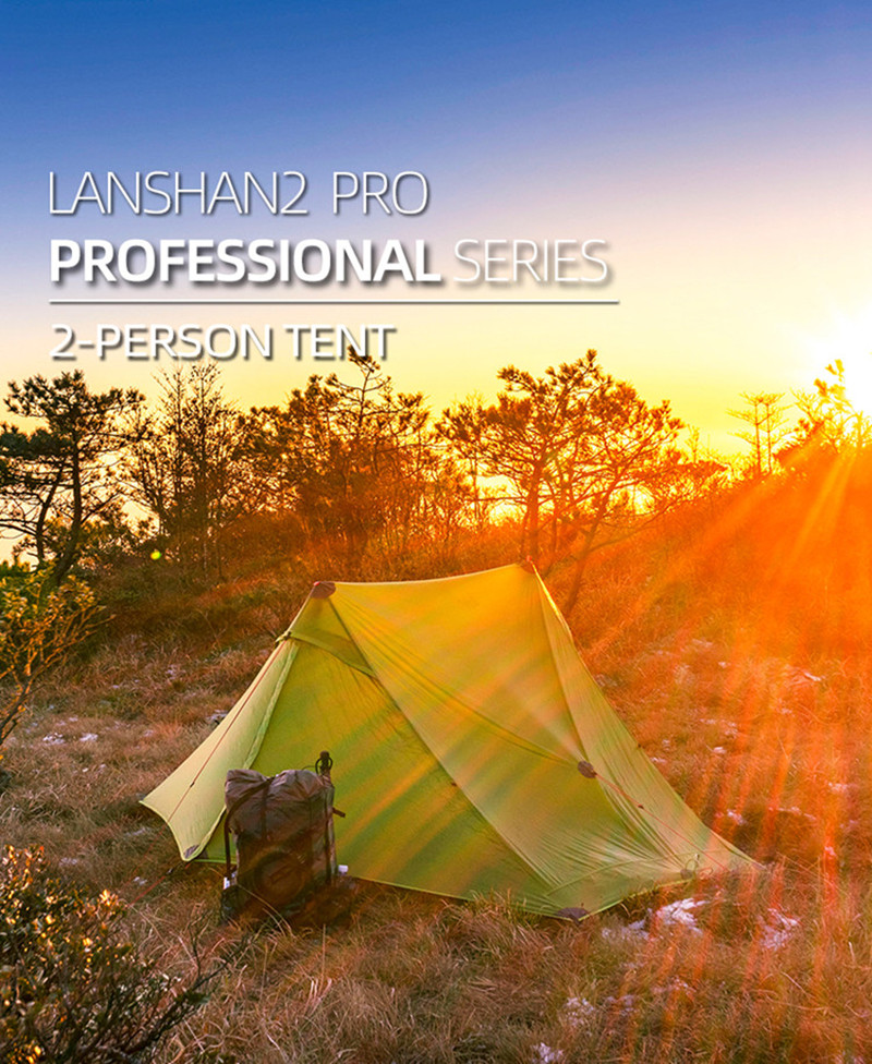 Cheap Goat Tents 3f Ul Gear Lanshan 2 Pro Tent 2 Person Outdoor Ultralight Camping Tent 3 Season Professional 20d Nylon Both Sides Silicon Tent