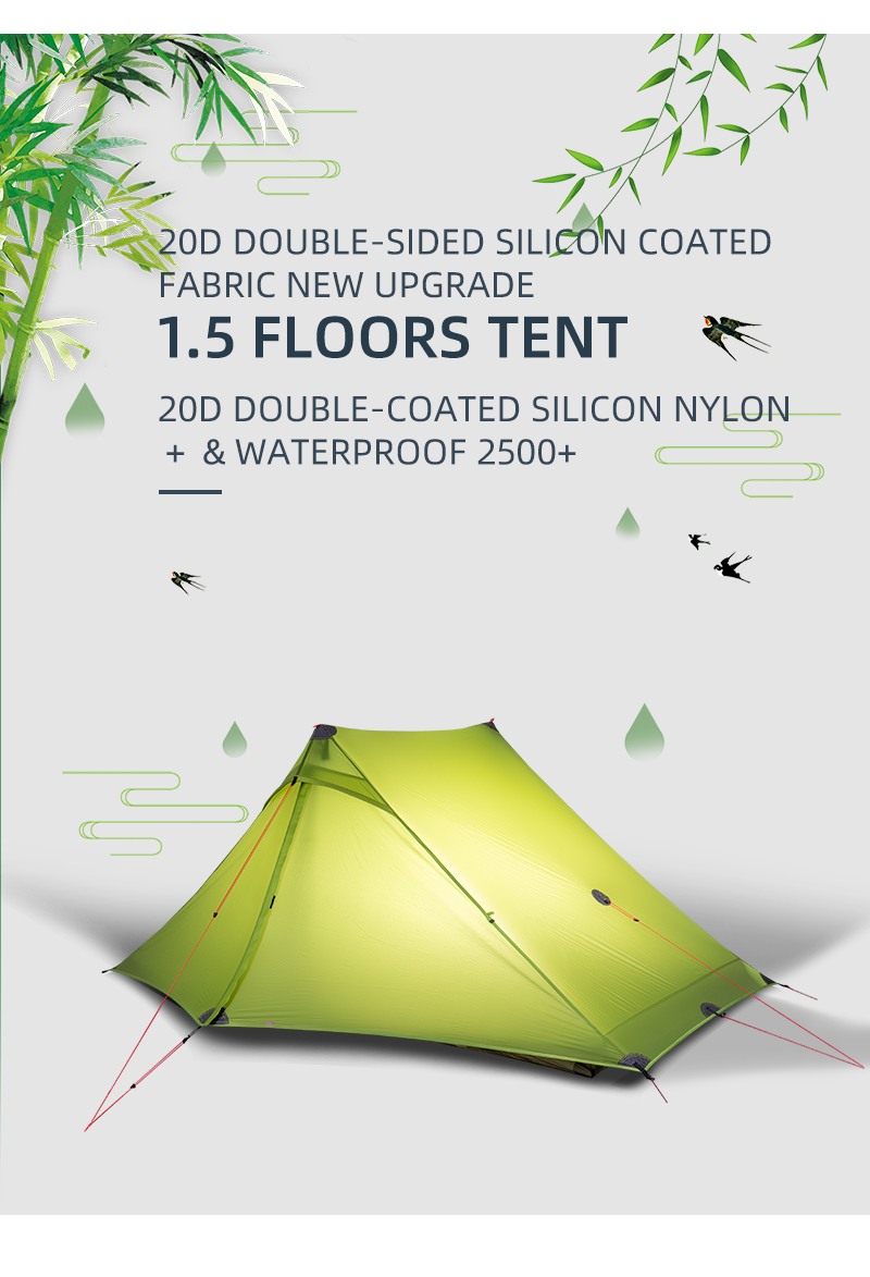 Cheap Goat Tents 3f Ul Gear Lanshan 2 Pro Tent 2 Person Outdoor Ultralight Camping Tent 3 Season Professional 20d Nylon Both Sides Silicon Tent