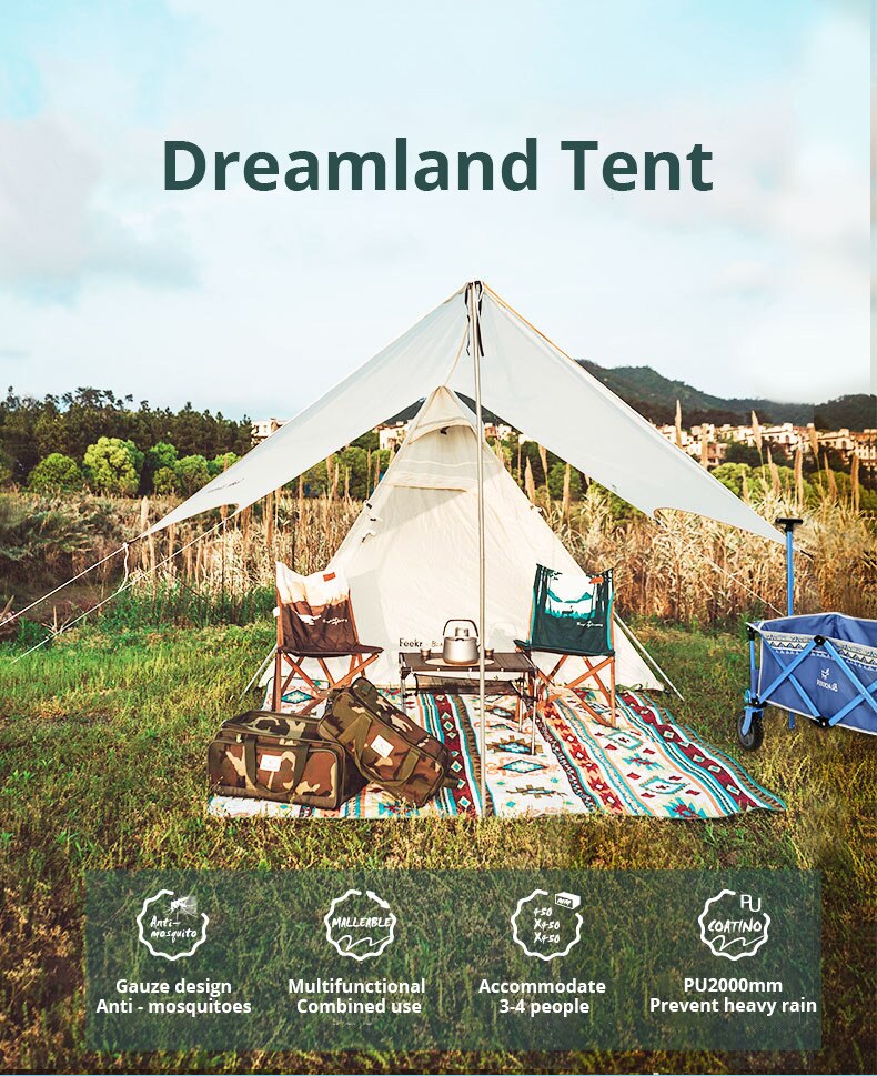 Cheap Goat Tents 4 Person Ultralight Tent 68d Polyester Oxford Cloth Combination Set Outdoor Camping Sunshade And Rainproof Home Driving Tour