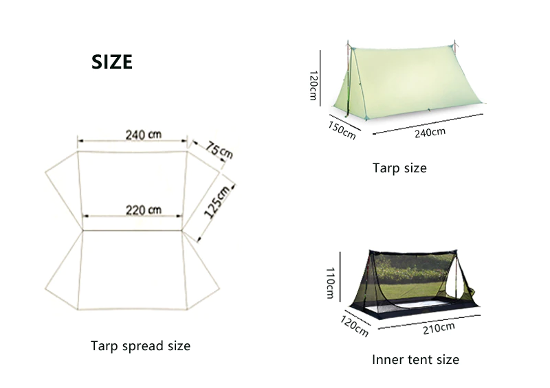 Cheap Goat Tents Aricxi Multifunctional Pro Tent Oudoor 2 Person Ultralight Camping Tent 3 Season Professional 20d Silnylon Rodless Tent