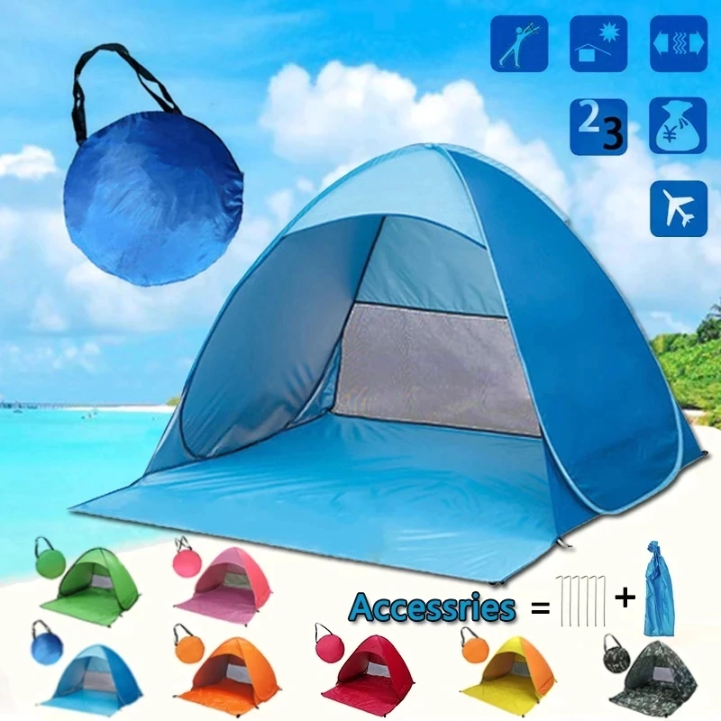 Cheap Goat Tents Automatic Pop Up Tent Portable Beach Tent Outdoor Uv Protection Camping Fishing Tent Cabana Sun Shelter Quick Auto Opening Tent