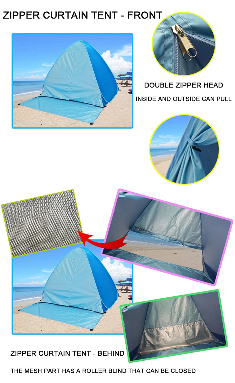 Cheap Goat Tents Beach Tent 165*150*110cm Pop Up Automatic Open Tent Family Ultralight Folding Tents Tourist Fish Camping Anti