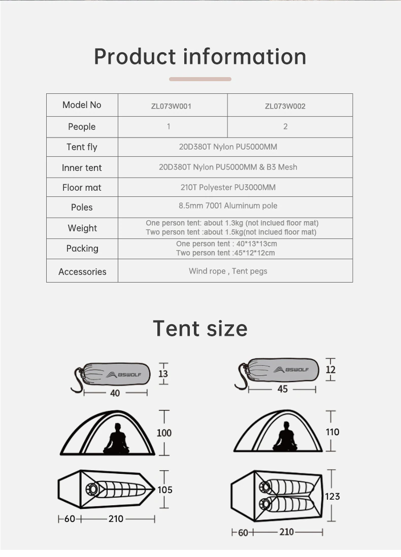 Cheap Goat Tents Bswolf Ultralight Camping Tent Backpack Tent 20d Nylon Waterproof Outdoor Hiking Travel Tent Cycling Tent 1