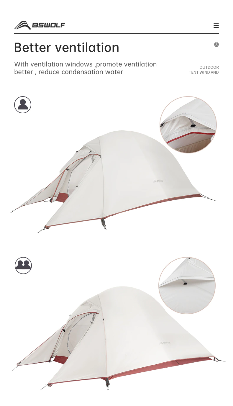 Cheap Goat Tents Bswolf Ultralight Camping Tent Backpack Tent 20d Nylon Waterproof Outdoor Hiking Travel Tent Cycling Tent 1
