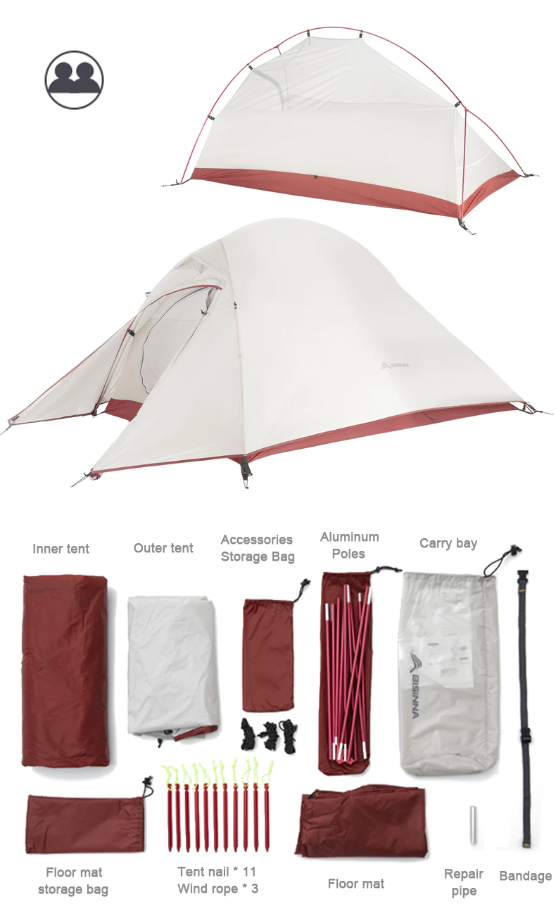 Cheap Goat Tents Bswolf Ultralight Camping Tent Backpack Tent 20d Nylon Waterproof Outdoor Hiking Travel Tent Cycling Tent 1