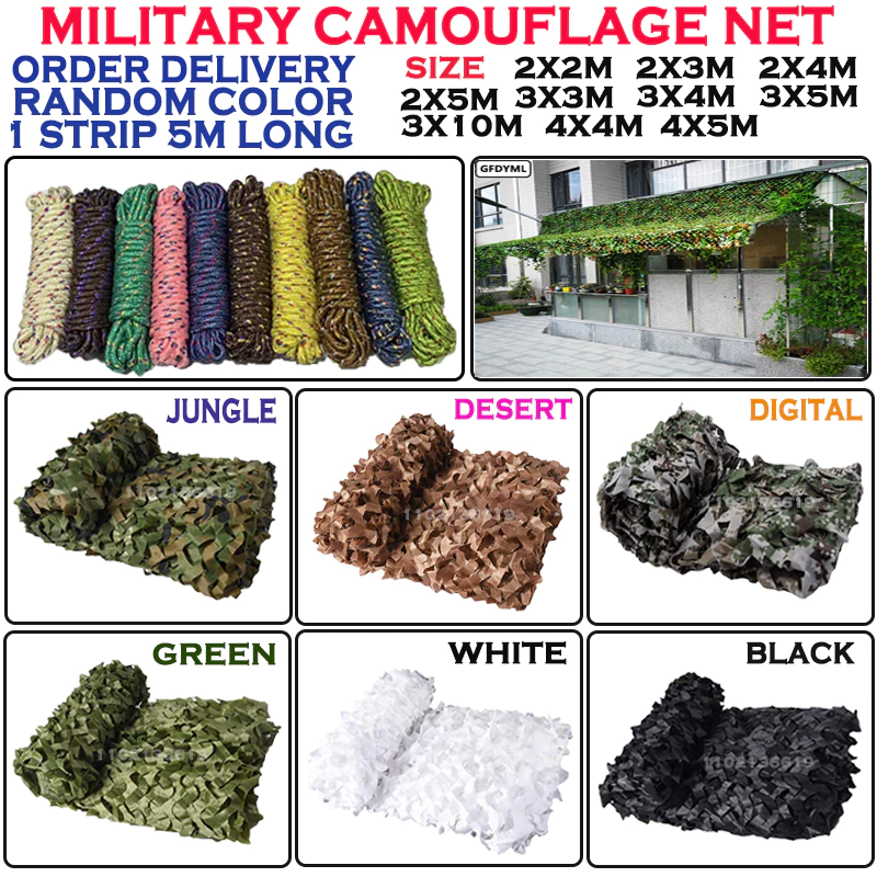 Cheap Goat Tents Camouflage Net Military Training Tent Shade Outdoor Camping Hunting Shelter Car Cover Garden Decoration Send Installation Rope 1