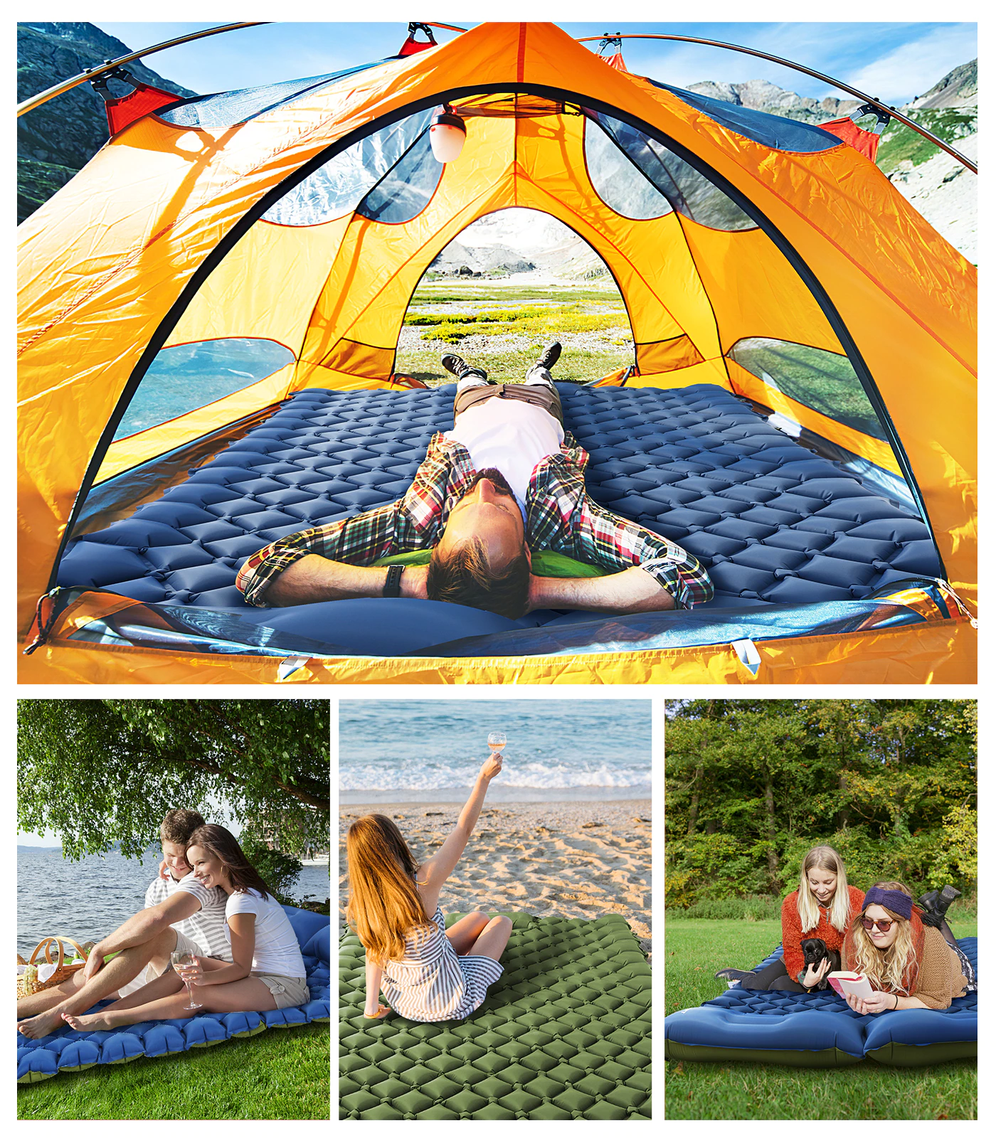 Cheap Goat Tents Camping Sleeping Pad Mat Ultralight Inflatable Mattress In Tent Hiking Trekking Portable Travel Folding Bed Air Pad