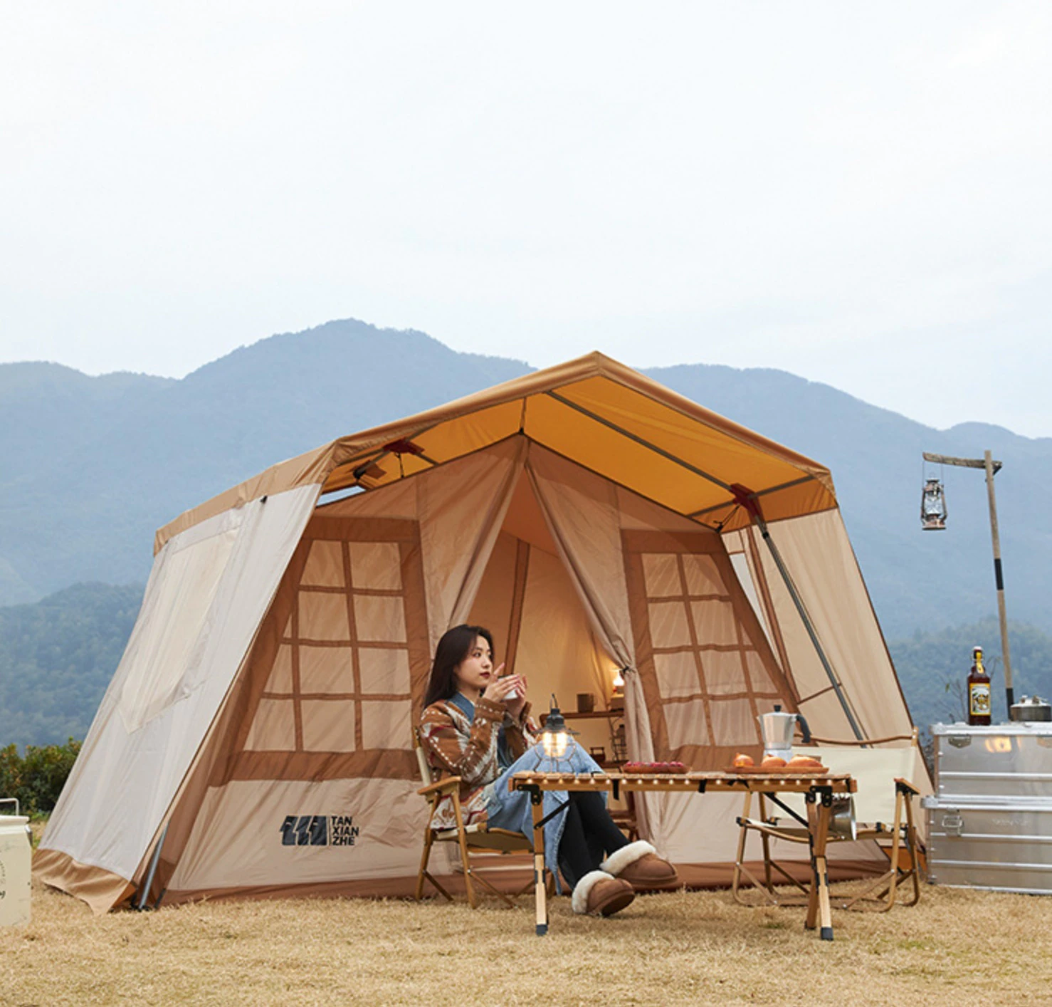 Cheap Goat Tents Explorers Outdoor Tent Camping Thickened Room Type Tent Sunscreen And Rainproof Villa Large Luxury Camping Tent