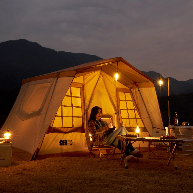Cheap Goat Tents Explorers Outdoor Tent Camping Thickened Room Type Tent Sunscreen And Rainproof Villa Large Luxury Camping Tent