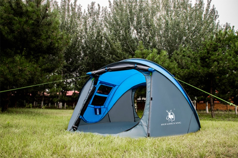 Cheap Goat Tents Huilingyang Throw Tent Outdoor Automatic Tents Throwing Pop Up Waterproof Camping Hiking Tent Waterproof Large Family Tents