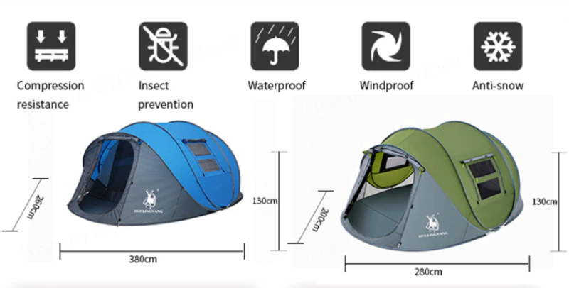 Cheap Goat Tents Huilingyang Throw Tent Outdoor Automatic Tents Throwing Pop Up Waterproof Camping Hiking Tent Waterproof Large Family Tents
