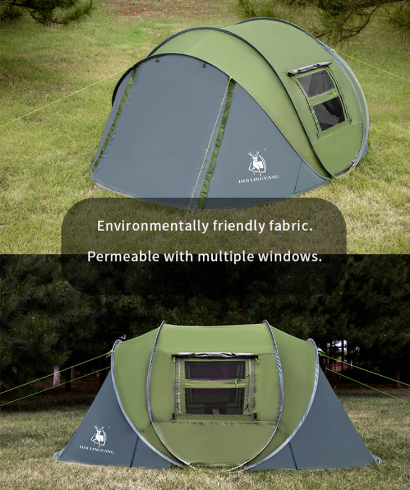 Cheap Goat Tents Huilingyang Throw Tent Outdoor Automatic Tents Throwing Pop Up Waterproof Camping Hiking Tent Waterproof Large Family Tents
