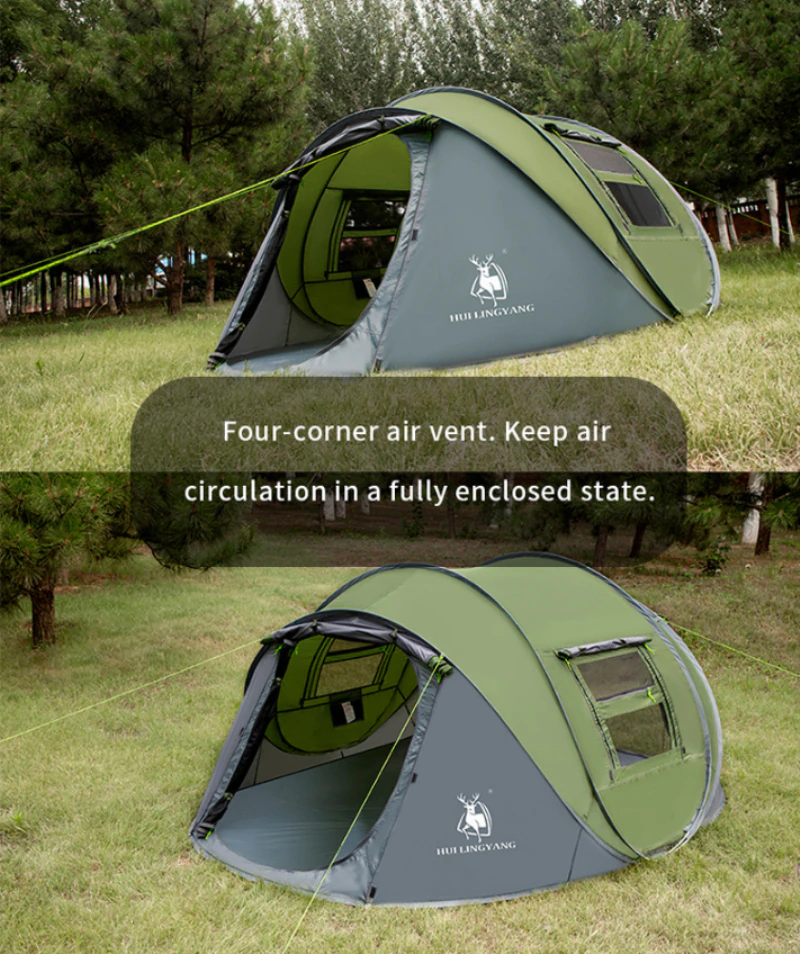 Cheap Goat Tents Huilingyang Throw Tent Outdoor Automatic Tents Throwing Pop Up Waterproof Camping Hiking Tent Waterproof Large Family Tents
