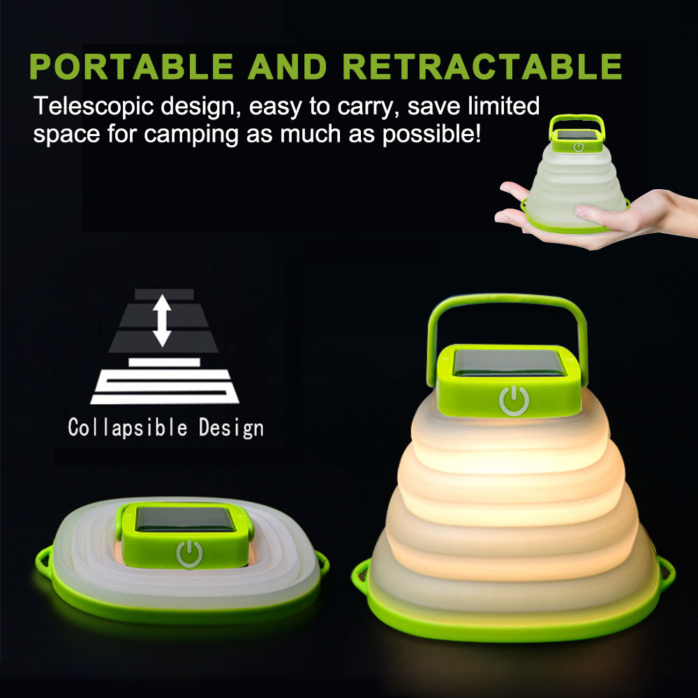 Cheap Goat Tents Led Solar Folding Camping Lamp Portable Soft Rubber Telescopic Light Waterproof Rechargeable Tent Lantern Emergency Lights