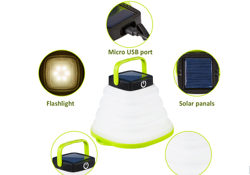 Cheap Goat Tents Led Solar Folding Camping Lamp Portable Soft Rubber Telescopic Light Waterproof Rechargeable Tent Lantern Emergency Lights