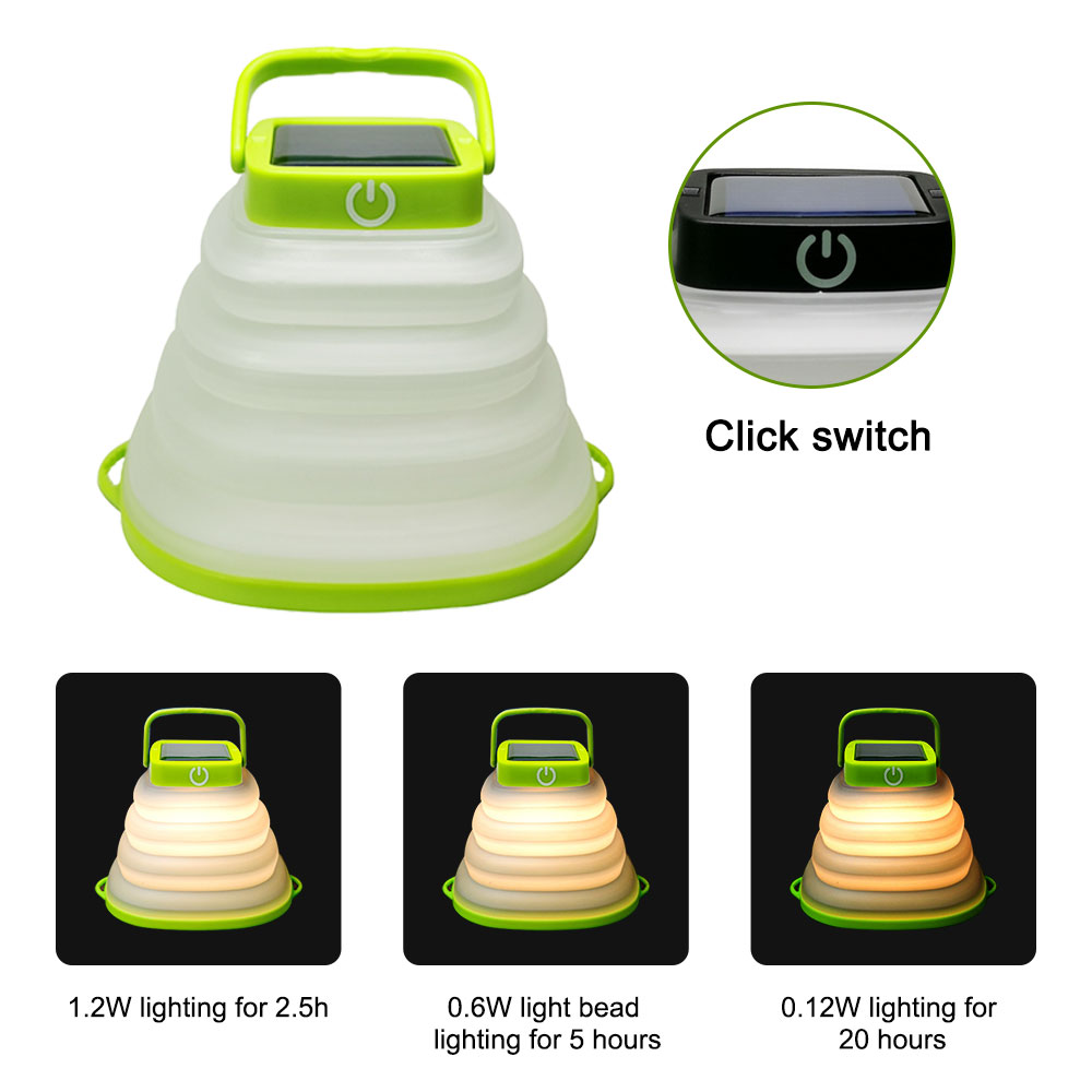 Cheap Goat Tents Led Solar Folding Camping Lamp Portable Soft Rubber Telescopic Light Waterproof Rechargeable Tent Lantern Emergency Lights