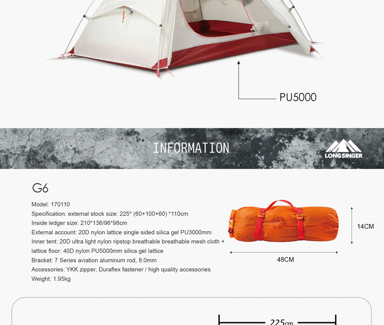 Cheap Goat Tents Longsinger G6 Silicon Ultra Light Double Deck Outdoor Camping Climbing Ten