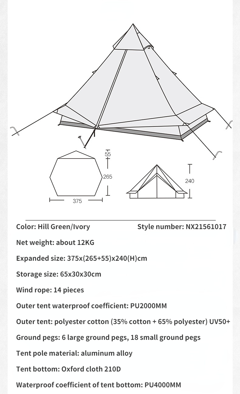 Cheap Goat Tents Mobi Garden Nature Hike Outdoor Camping Tent Travel Large Space Light Luxury Cotton Rain Proof Sun Protection Camping Equipment