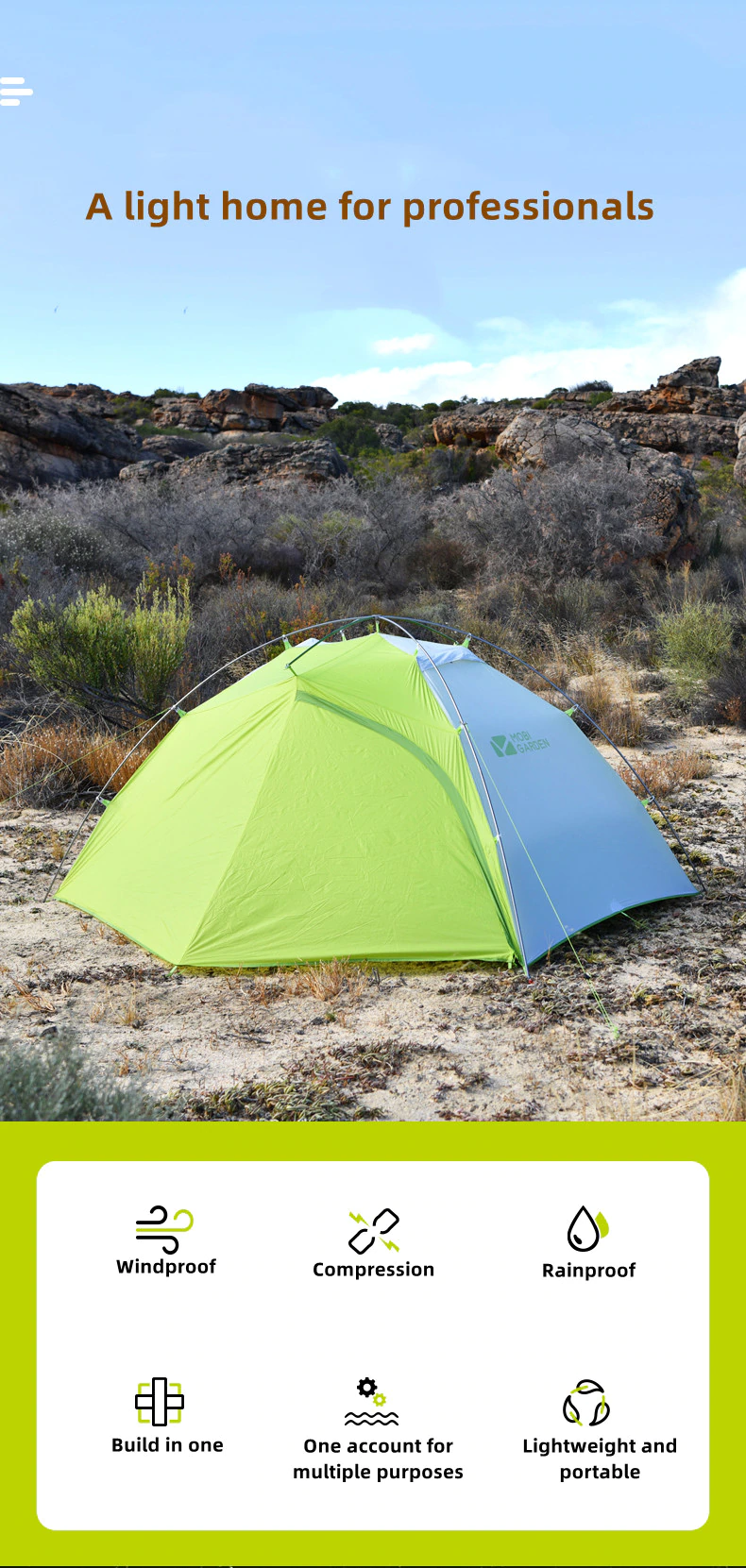 Cheap Goat Tents Mobi Garden Nature Hike Outdoor Camping Tent Travel Rain And Wind Proof Double Ultra Light Outer Bracket Easy To Build Tents