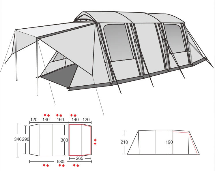 Cheap Goat Tents Mobi Garden Tent Camping Outdoor Camping Equipment Windproof And Rainproof Two Rooms One Hall Large Space Tunnel Tent Lansheng