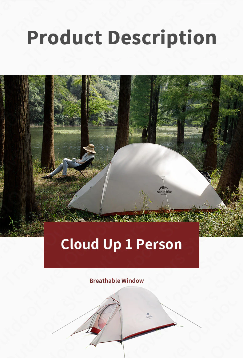 Cheap Goat Tents  Cloud Up Outdoor Camping Tent Ultralight 1 2 3 Man 20d Silica Gel Single Double Persons Tent Hiking With Free Mat