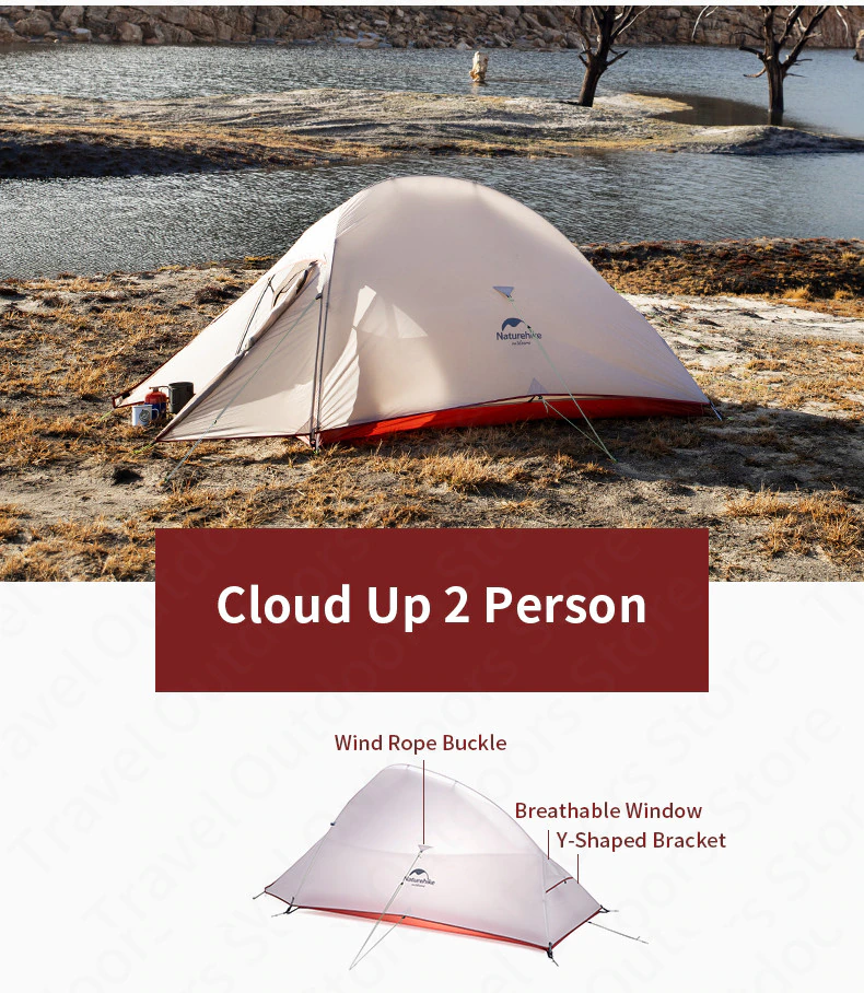 Cheap Goat Tents  Cloud Up Outdoor Camping Tent Ultralight 1 2 3 Man 20d Silica Gel Single Double Persons Tent Hiking With Free Mat