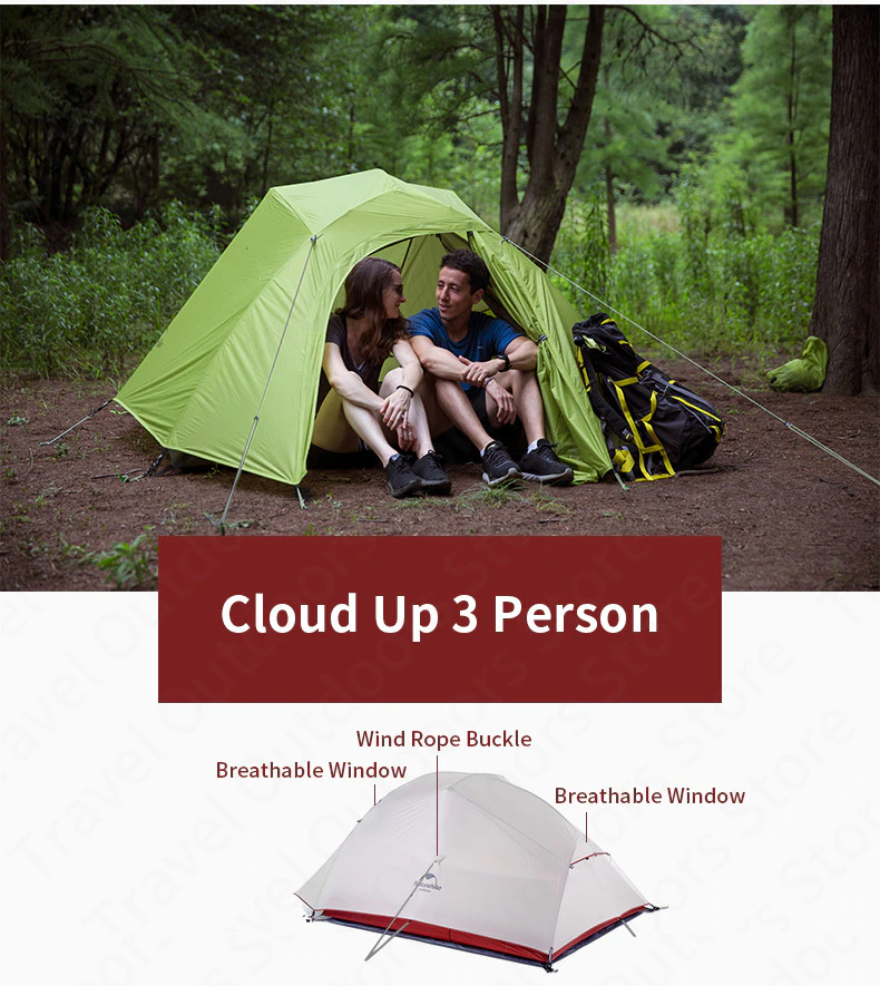 Cheap Goat Tents  Cloud Up Outdoor Camping Tent Ultralight 1 2 3 Man 20d Silica Gel Single Double Persons Tent Hiking With Free Mat