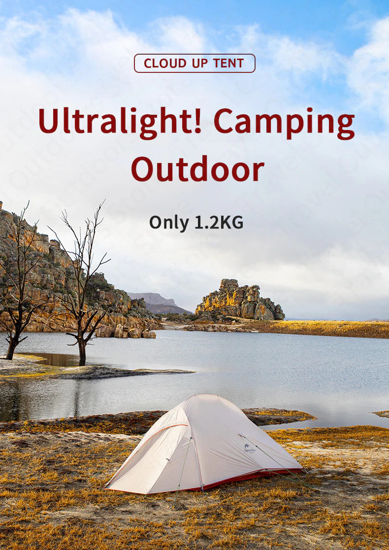Cheap Goat Tents  Cloud Up Outdoor Camping Tent Ultralight 1 2 3 Man 20d Silica Gel Single Double Persons Tent Hiking With Free Mat