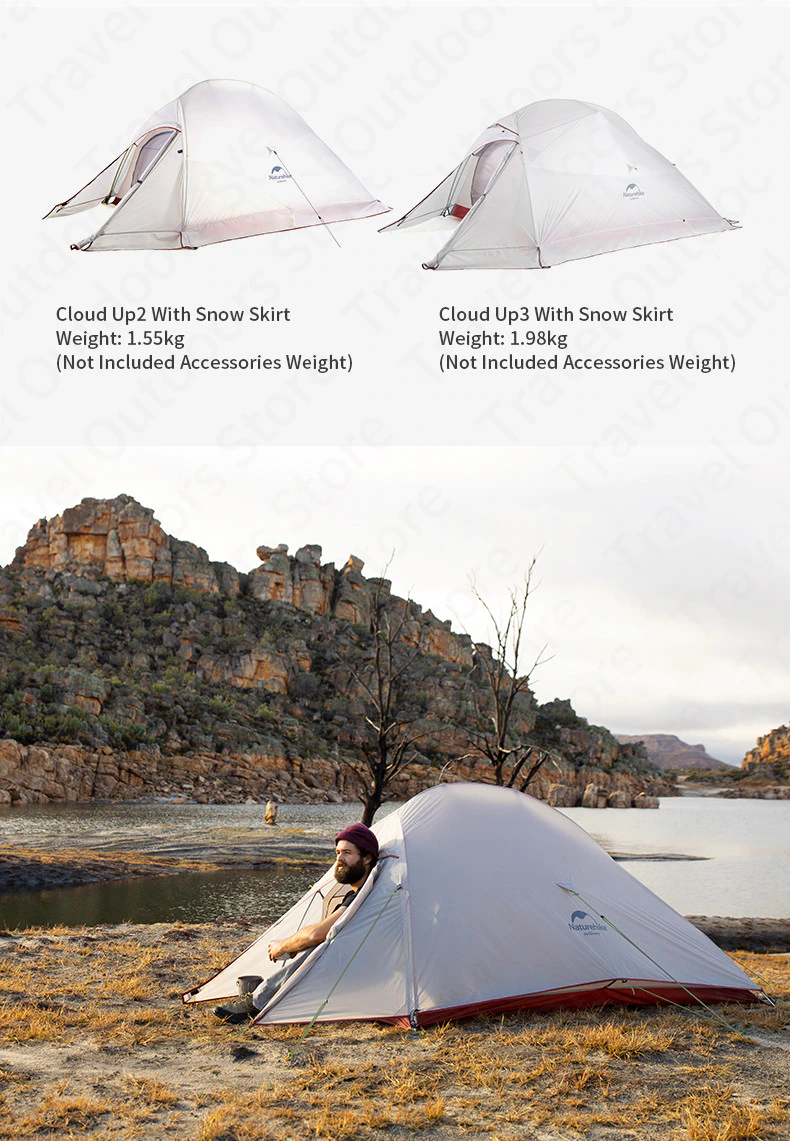 Cheap Goat Tents  Cloud Up Outdoor Camping Tent Ultralight 1 2 3 Man 20d Silica Gel Single Double Persons Tent Hiking With Free Mat