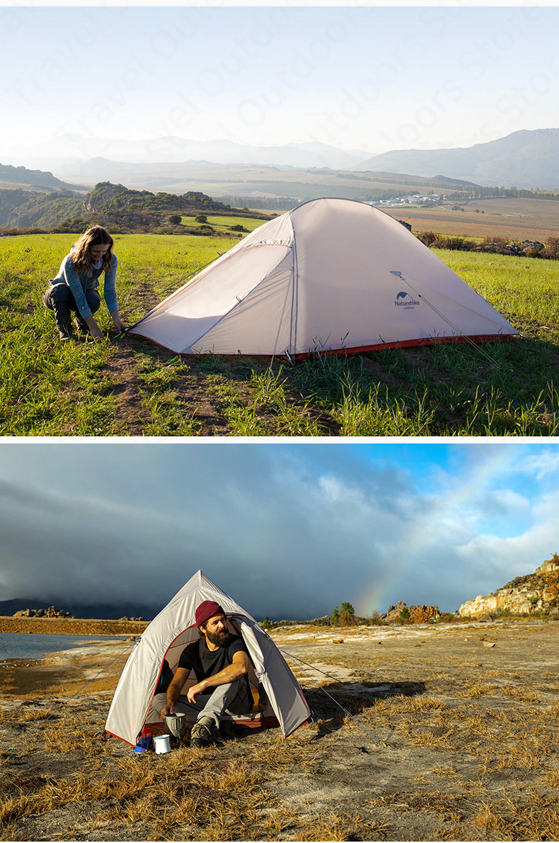 Cheap Goat Tents  Cloud Up Outdoor Camping Tent Ultralight 1 2 3 Man 20d Silica Gel Single Double Persons Tent Hiking With Free Mat