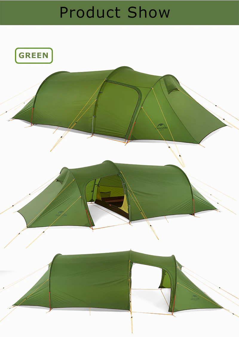 Cheap Goat Tents  Opalus Outdoor Ultralight Silicone Coating 2 3 4 Tunnel Tent 20d 210t Fabric Camping Tents With Mat Green Orange