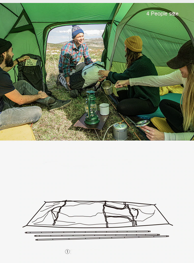 Cheap Goat Tents  Opalus Outdoor Ultralight Silicone Coating 2 3 4 Tunnel Tent 20d 210t Fabric Camping Tents With Mat Green Orange