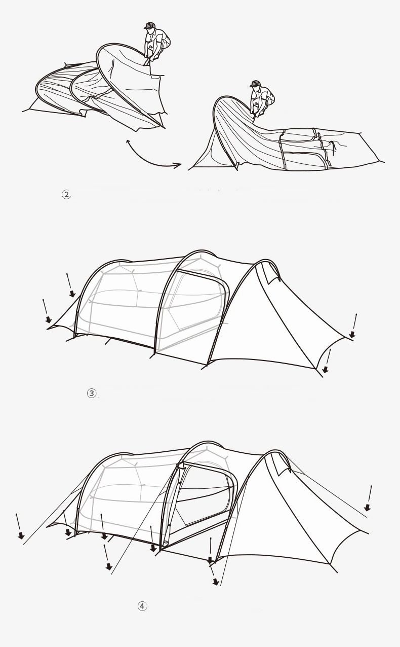 Cheap Goat Tents  Opalus Outdoor Ultralight Silicone Coating 2 3 4 Tunnel Tent 20d 210t Fabric Camping Tents With Mat Green Orange
