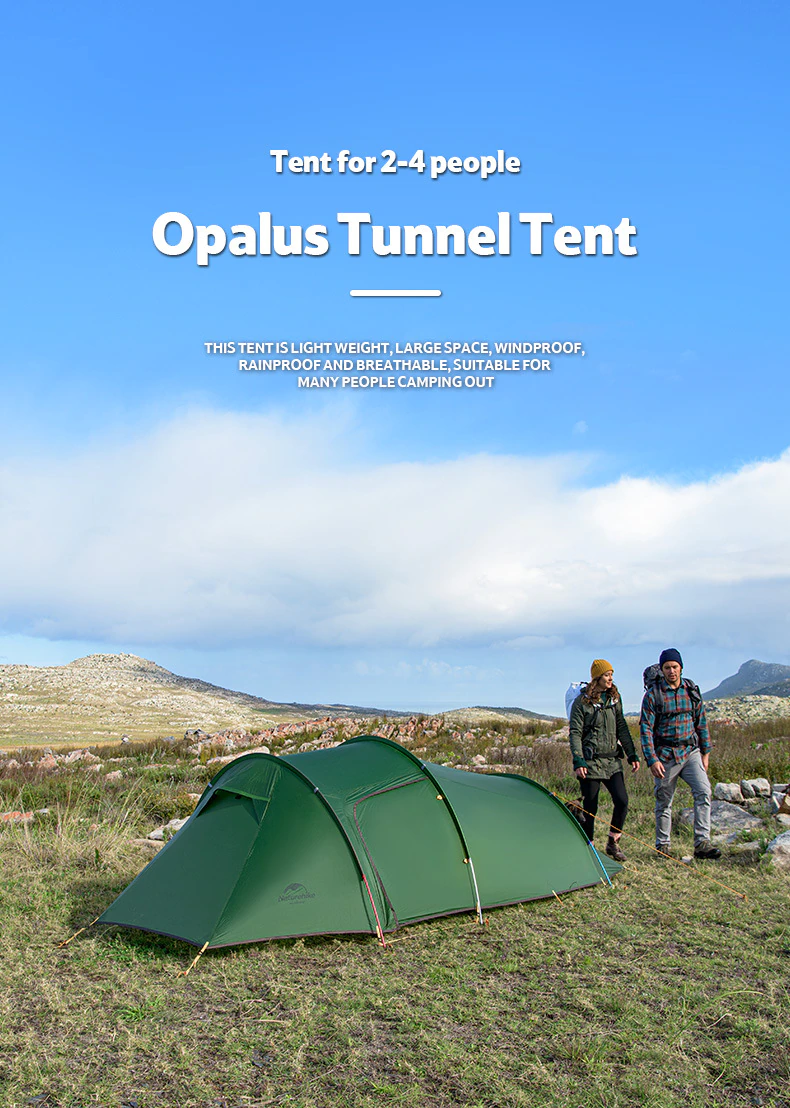 Cheap Goat Tents  Opalus Outdoor Ultralight Silicone Coating 2 3 4 Tunnel Tent 20d 210t Fabric Camping Tents With Mat Green Orange