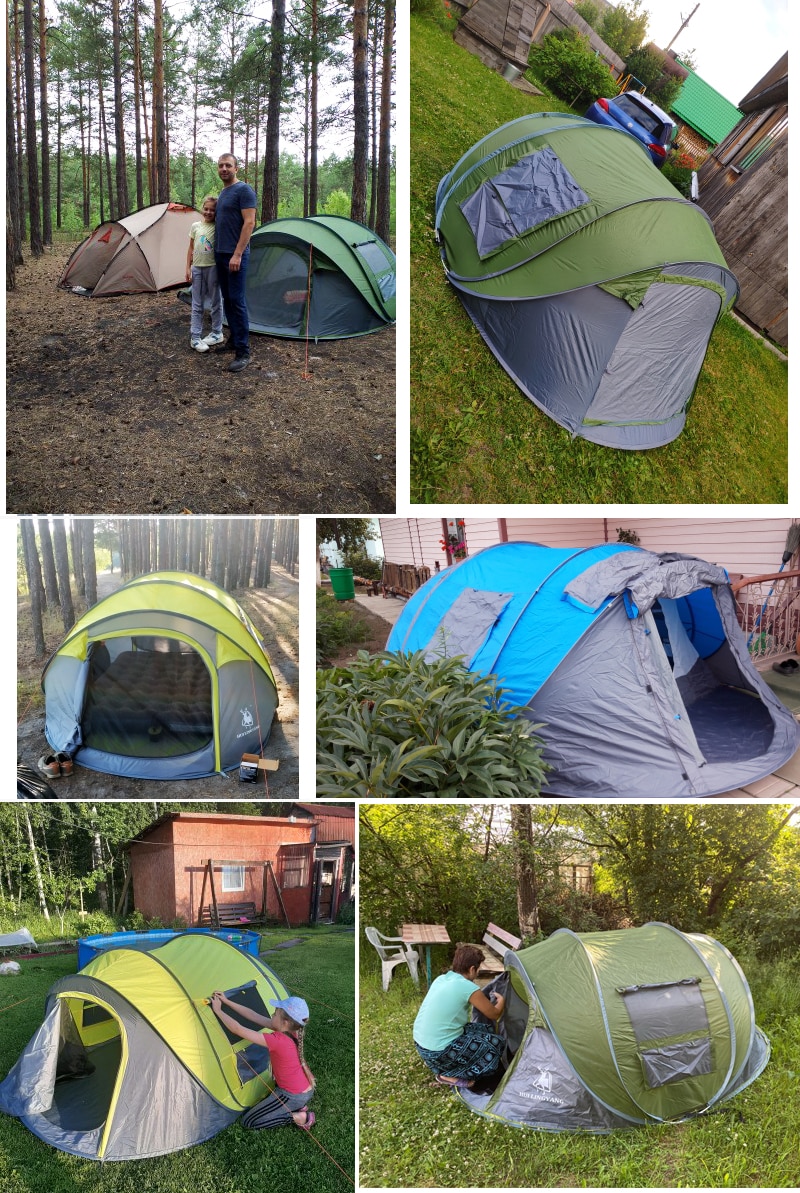 Cheap Goat Tents Outdoor Camping Tent Speed Open Tents Throw Pop Up Hiking Automatic Season Family Party Beach Tents Large Space Free Shipping