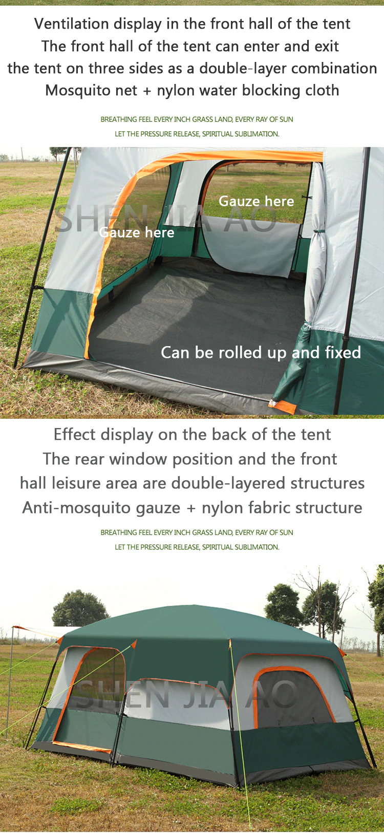 Cheap Goat Tents Outdoor Double Deck Two Bedrooms And Four Seasons Camping Waterproof Tent 8