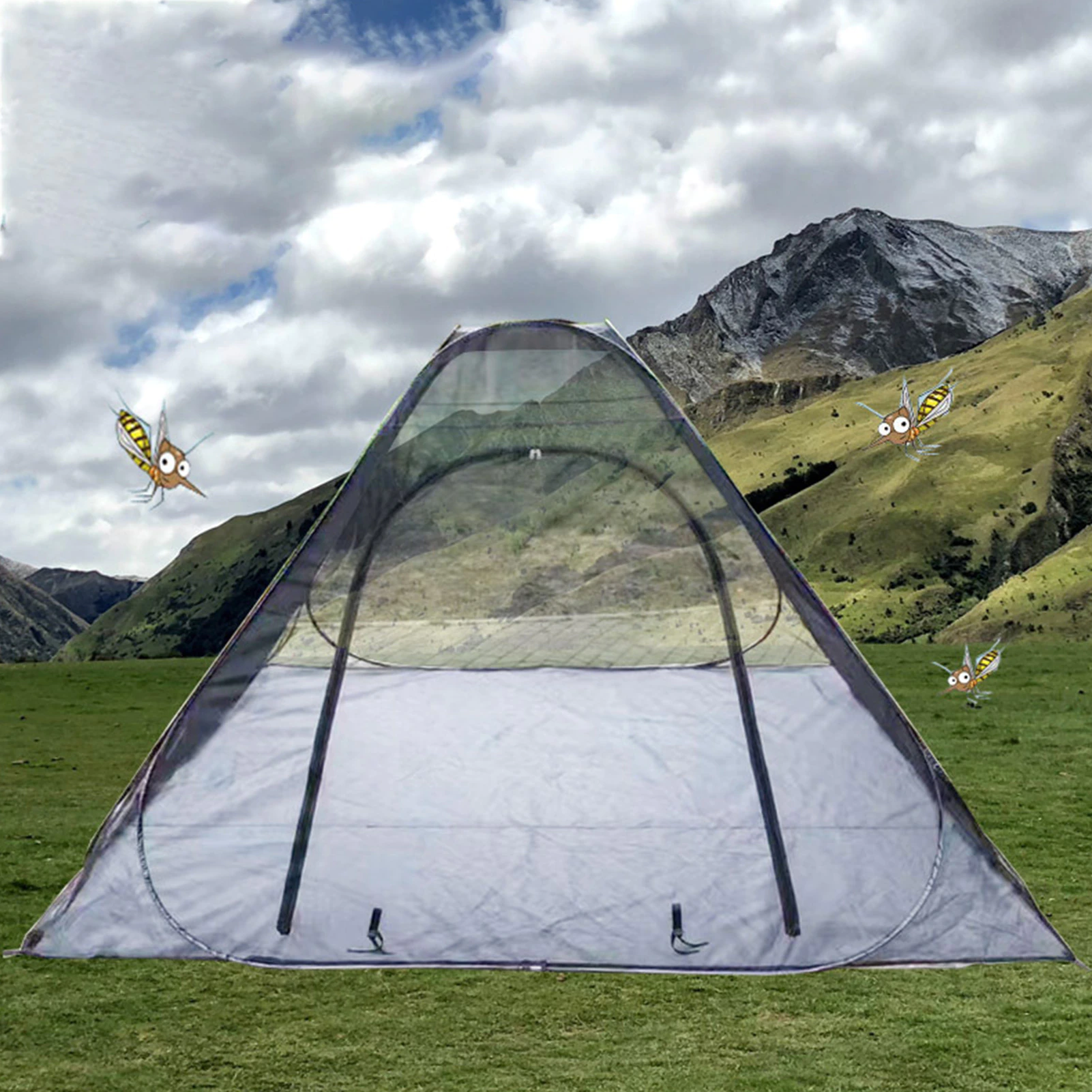 Cheap Goat Tents Outdoor Insect Tent Travel Mesh Tent Camping Insect Net Indoor Insect Reject 3 Corner Post Canopy Curtain Bed Hanging Bed