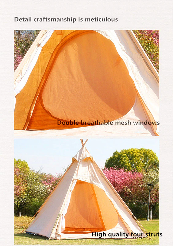 Cheap Goat Tents Outdoor Three Season Cotton Canvas Camping Pyramid Tent Adult Teepee Tent Indian Tipi Tent For 3