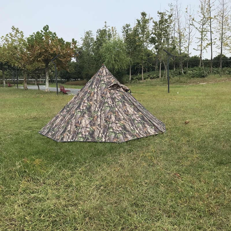 Cheap Goat Tents St Outdoor Solo Backpacking Tent Camping Waterproof Pyramid 1 Pole Camouflage Hot Equipment Round Window