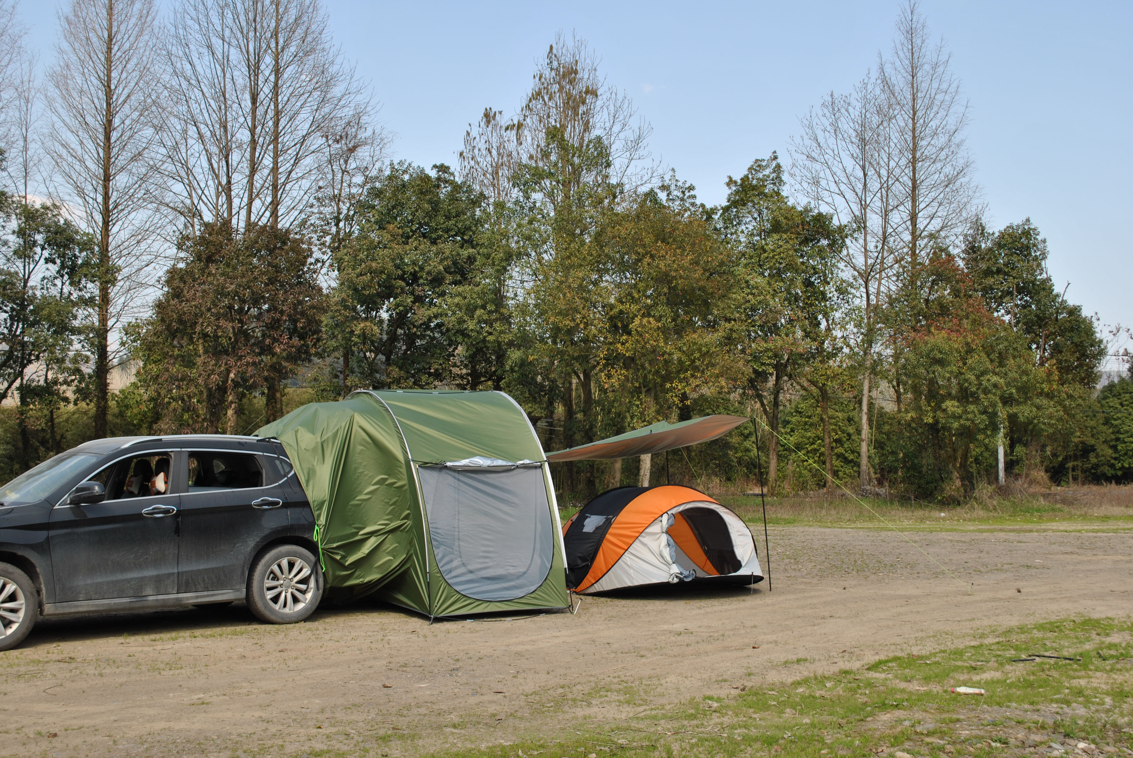 Cheap Goat Tents Suv Car Rear Extension Tent Bicycle Storage Outdoor Camping Beach Silver Coated Waterproof Cycling Hiking Tent With Front Door