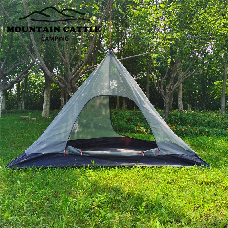 Cheap Goat Tents Ultralight Inside Pyramid Tent Rodless Camping Teepee Inside Tent Outdoor Portable Backpacking Summer Mesh Tent 220*85*140cm