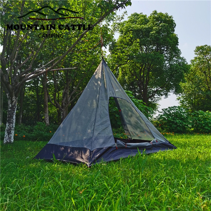 Cheap Goat Tents Ultralight Inside Pyramid Tent Rodless Camping Teepee Inside Tent Outdoor Portable Backpacking Summer Mesh Tent 220*85*140cm