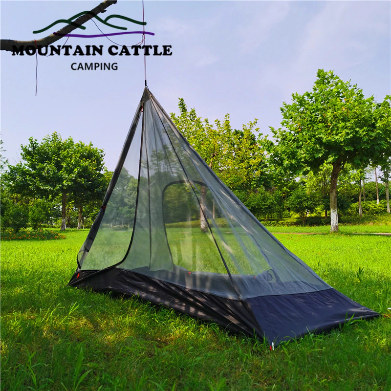 Cheap Goat Tents Ultralight Inside Pyramid Tent Rodless Camping Teepee Inside Tent Outdoor Portable Backpacking Summer Mesh Tent 220*85*140cm