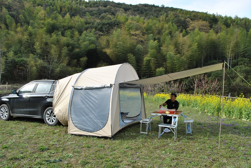 Cheap Goat Tents Upgraded Front Hall Suv Tent With Mesh Extension Canopy Rear Integrated Self