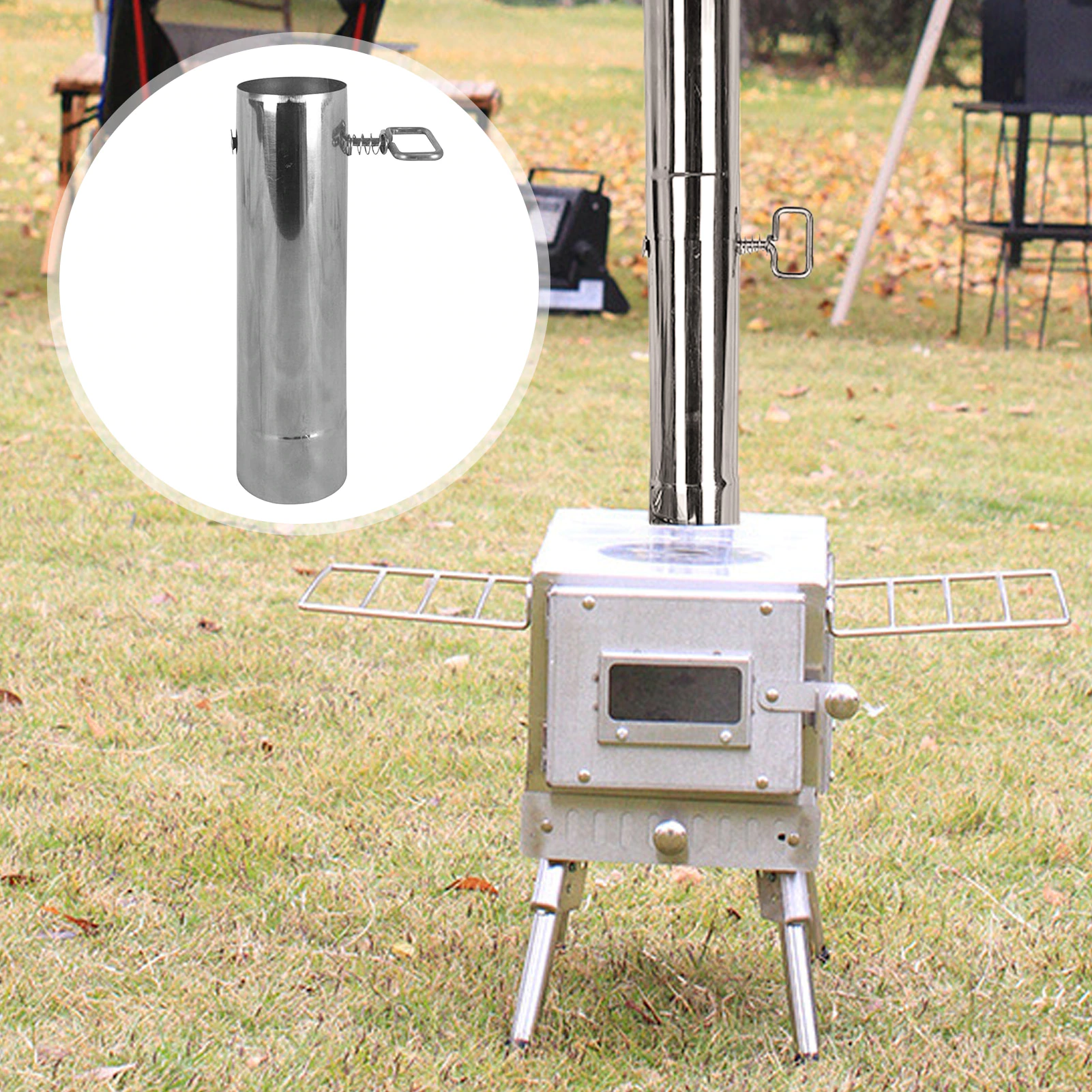 Cheap Goat Tents Woodstove Pipes Outdoor Chimney Straight Pipe Adjustable Stainless Steel Camp Stove Pipes Camping Hiking Stoves Anti