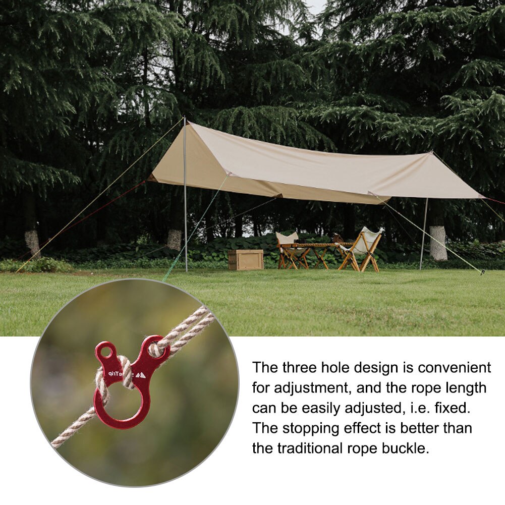 Cheap Goat Tents 10pcs Camping Tent Rope Buckles 3 Hole Aluminium Alloy Parachute Cord Rope Tensioner Fastener Tightening Adjustable Buckles